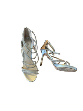 Women's Nina Silver Rhinestone Strappy Heels Size 8.5